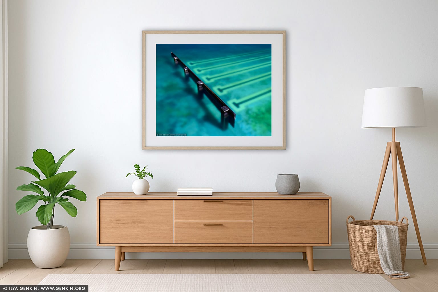 Bronte Baths, Study 1 wall art in a modern living room interior