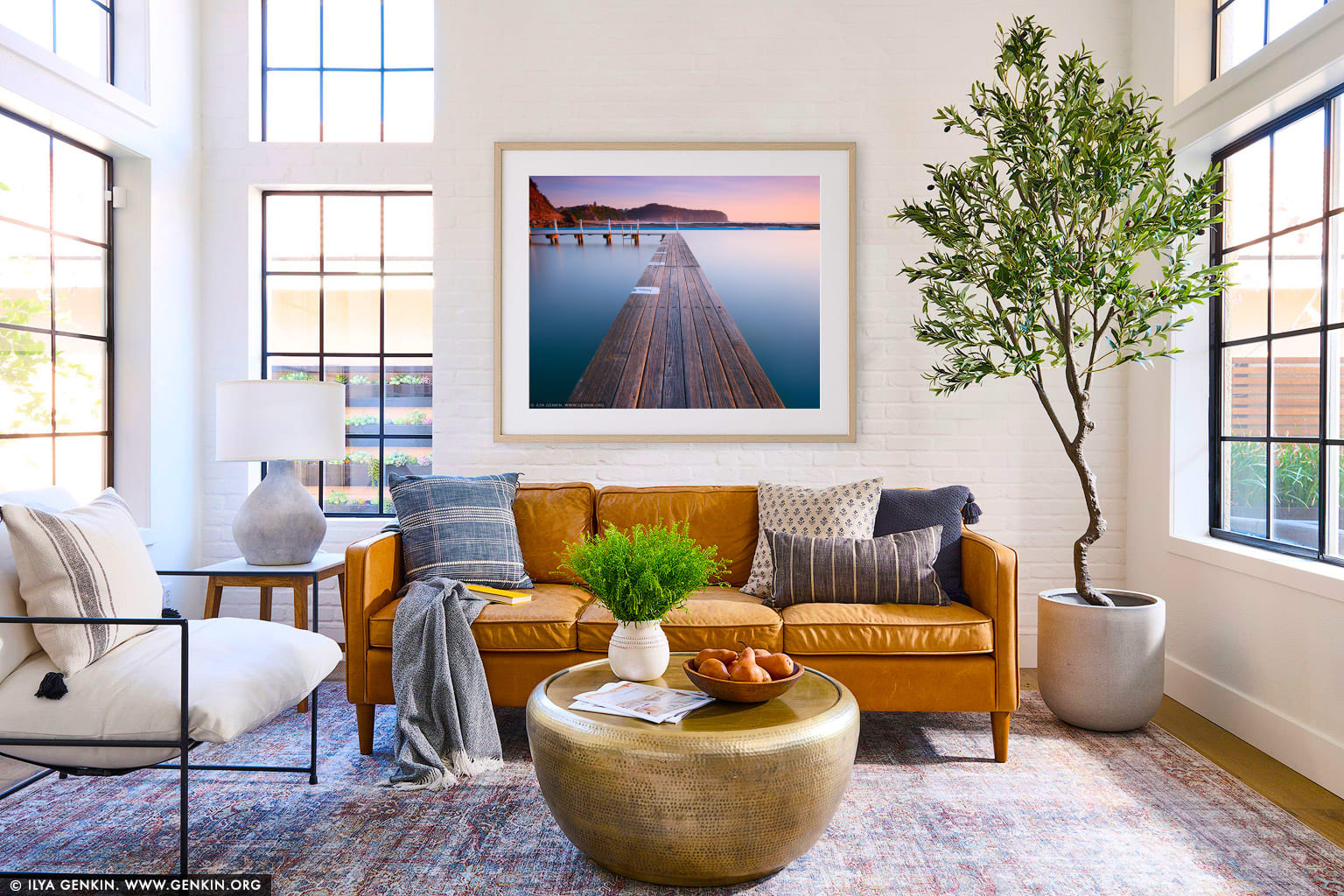 Early Morning at Narrabeen Tidal Pool, Study 3 wall art in a luxury living room interior