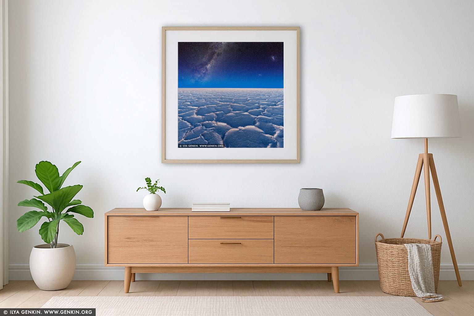Milky Way Galaxy Rising Above Lake Eyre wall art in a luxury living room interior