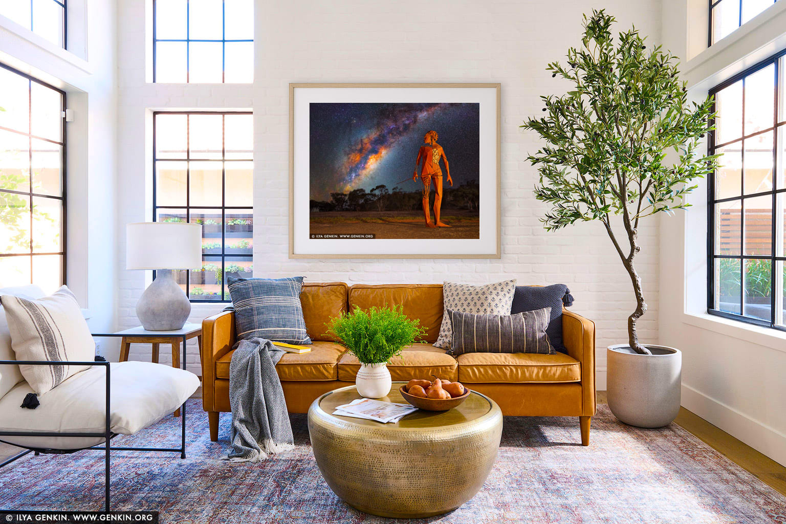 Milky Way Raising over Heart of Country wall art in a contemporary living room interior