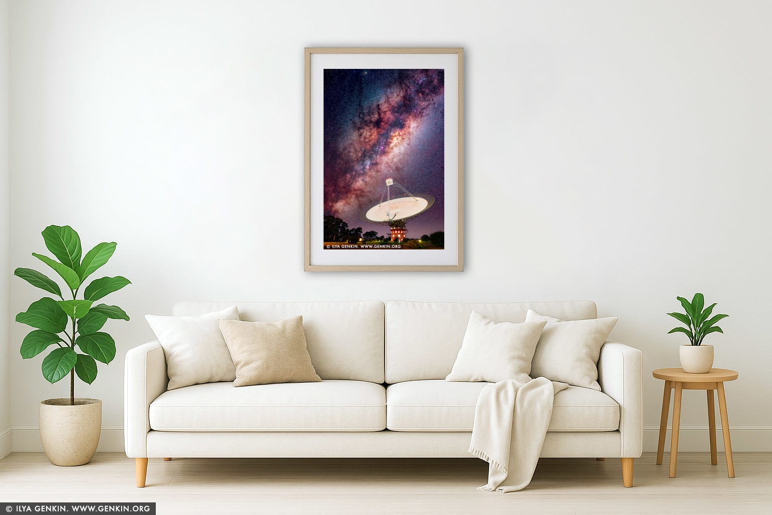 The Dish and Starry Sky wall art in a modern living room interior