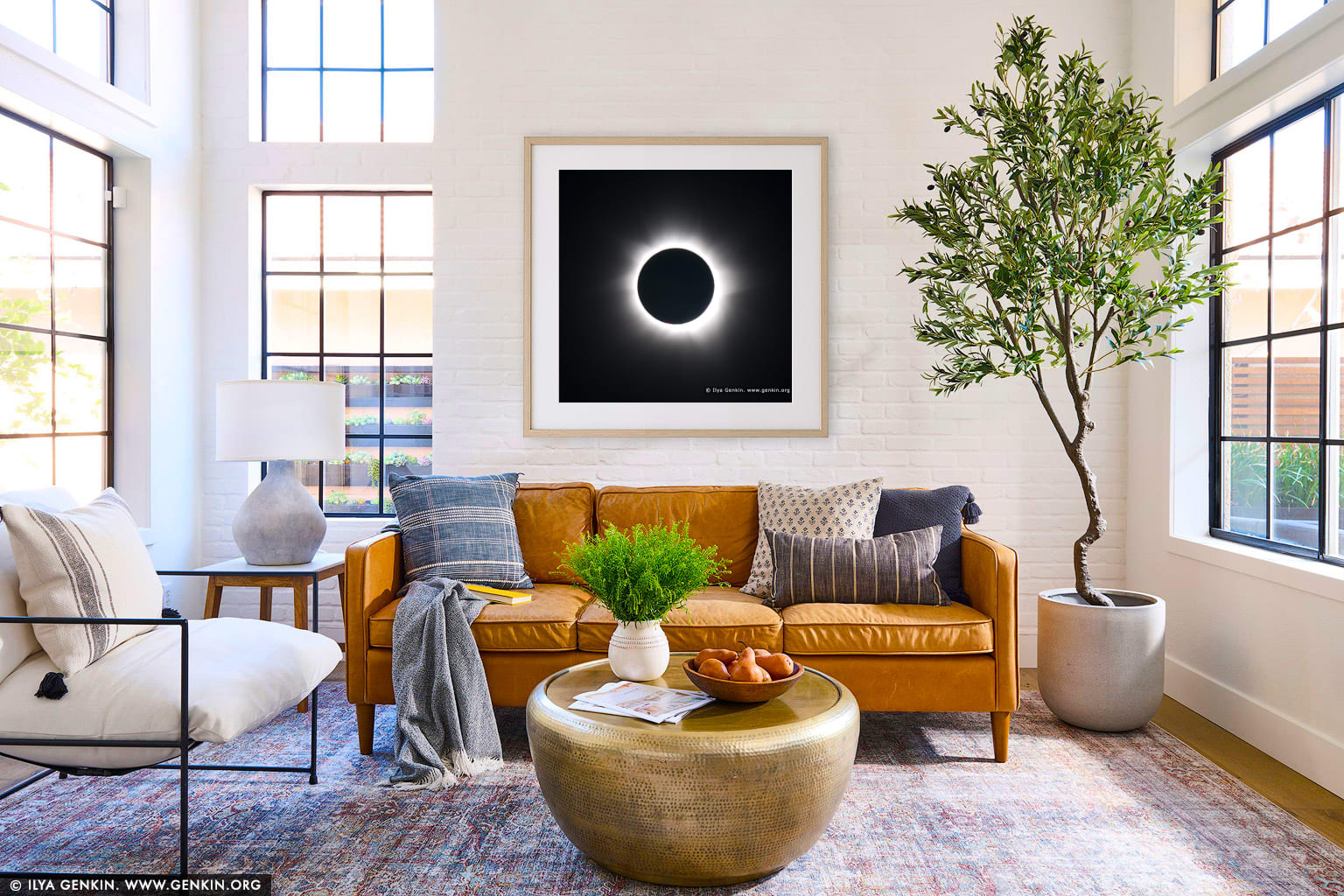 The Total Solar Eclipse 2012 wall art in a contemporary living room interior