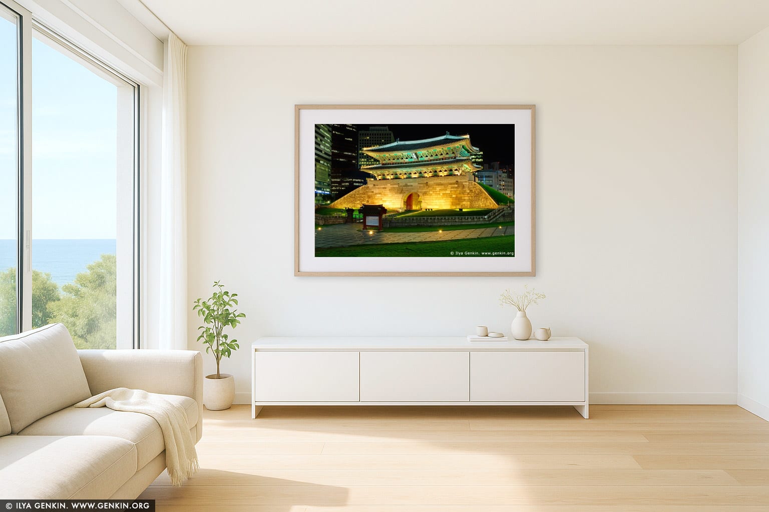 Namdaemun Gate Before 2008 Fire in Seoul, South Korea wall art in a contemporary living room interior