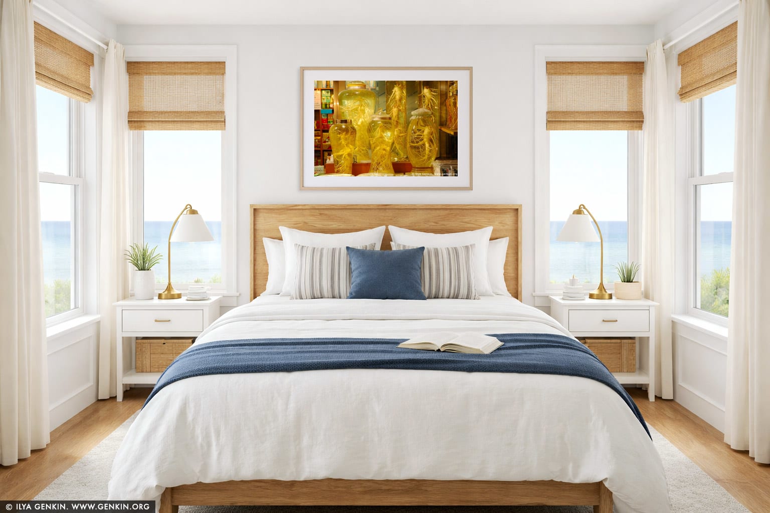 Ginseng Roots in Bottles in Namdaemun Market in Seoul, South Korea wall art in a bedroom interior