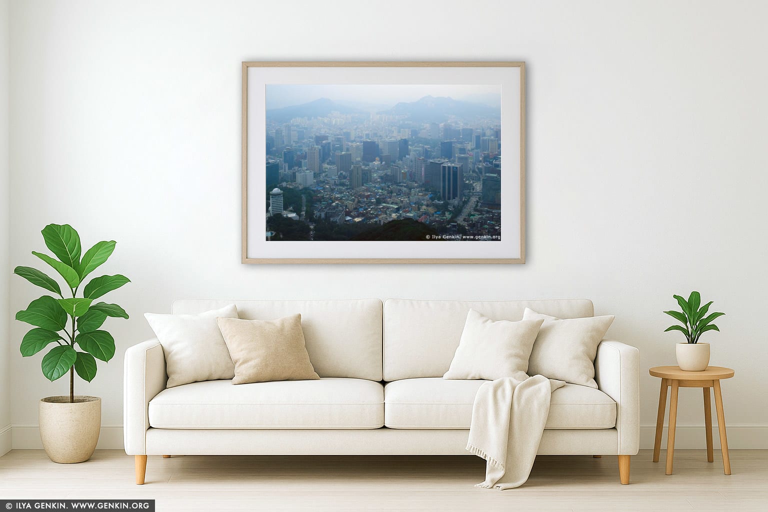 Seoul City wall art in a contemporary living room interior
