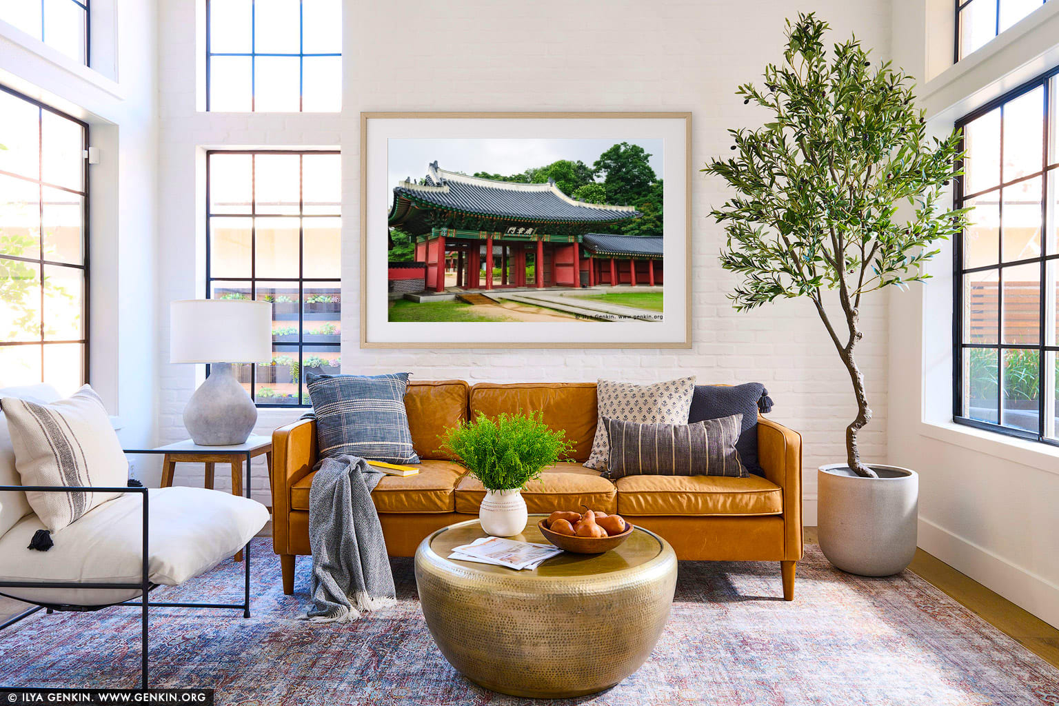 Gates at Changdeokgung Palace in Seoul, South Korea wall art in a luxury living room interior