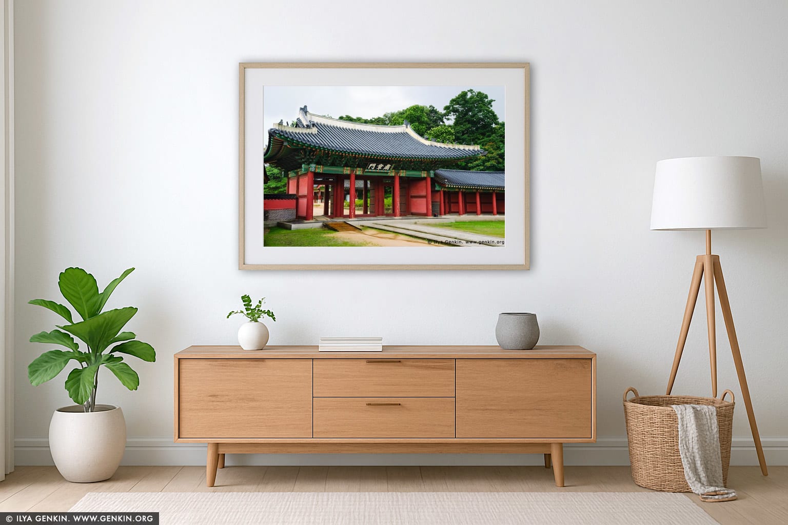 Gates at Changdeokgung Palace in Seoul, South Korea wall art in a modern living room interior