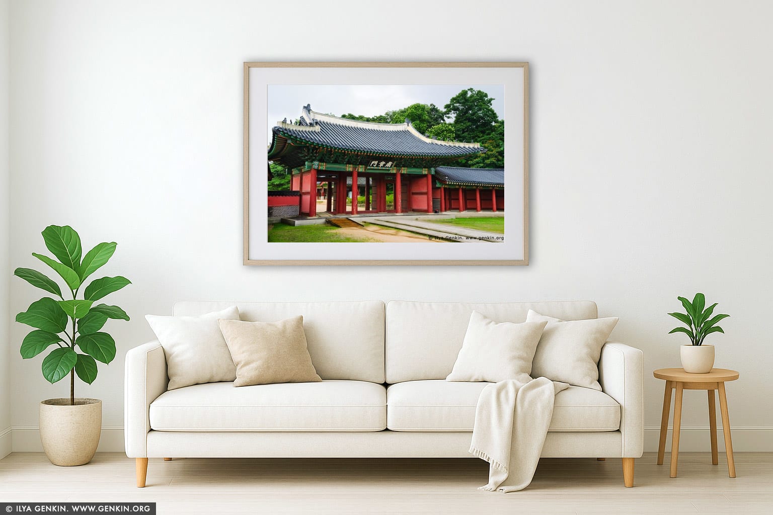 Gates at Changdeokgung Palace in Seoul, South Korea wall art in a minimalist living room interior