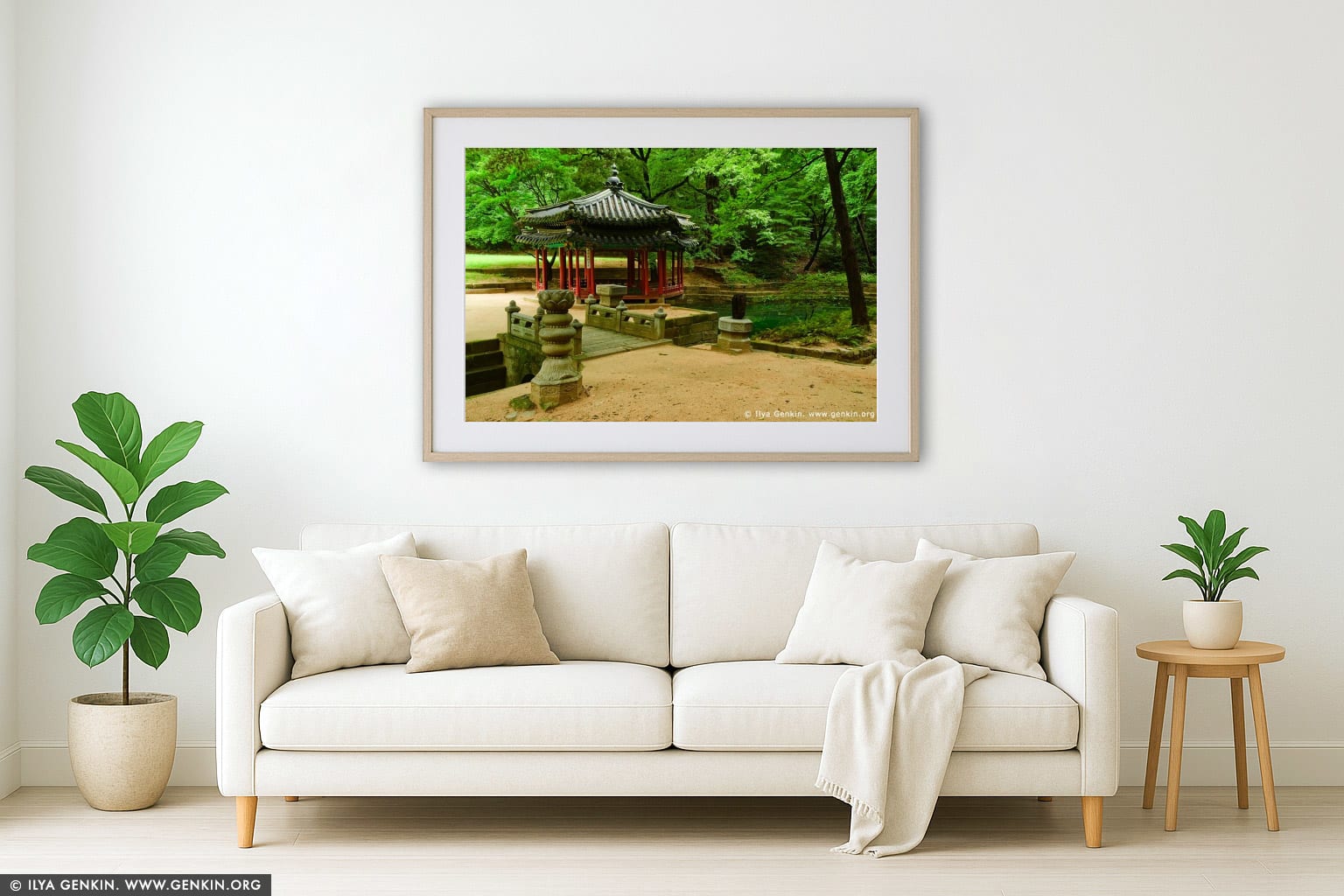 Jondeokjeong Pavilion at Changdeokgung Palace in Seoul, South Korea wall art in a luxury living room interior