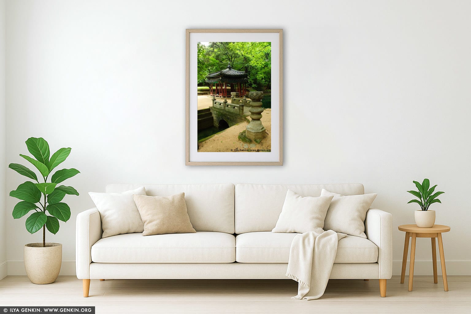 Jondeokjeong Pavilion at Changdeokgung Palace in Seoul, South Korea wall art in a modern living room interior