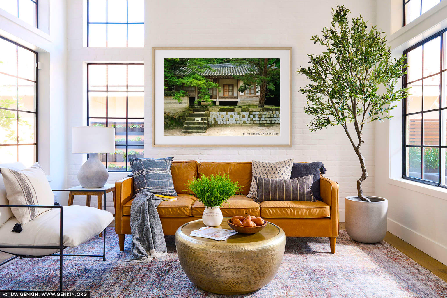 Small House at Changdeokgung Palace in Seoul, South Korea wall art in a minimalist living room interior