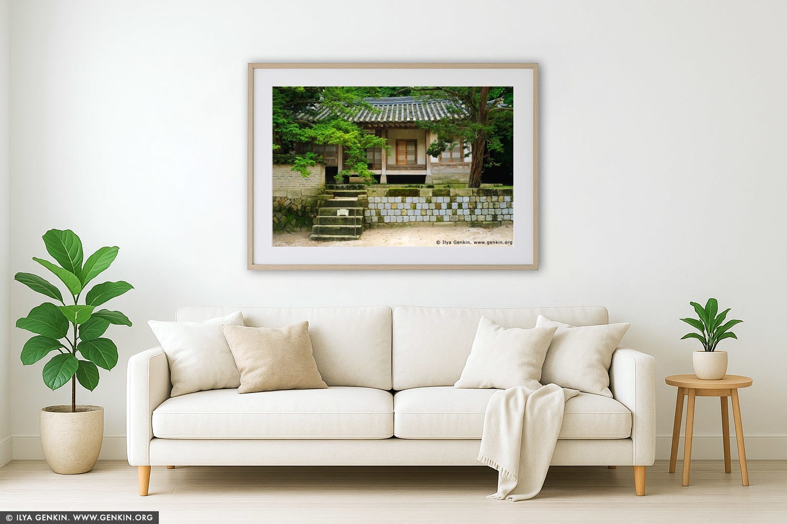 Small House at Changdeokgung Palace in Seoul, South Korea wall art in a contemporary living room interior
