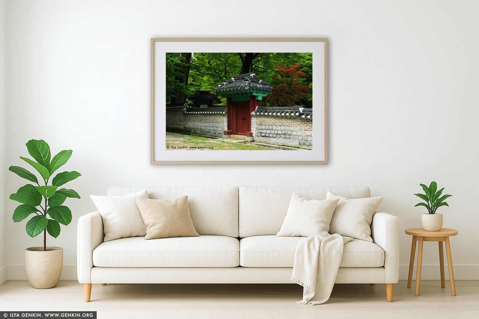 Door and Gateway Leading Into One of the Many Courtyards at Changdeokgung Palace in Seoul, South Korea wall art in a minimalist living room interior