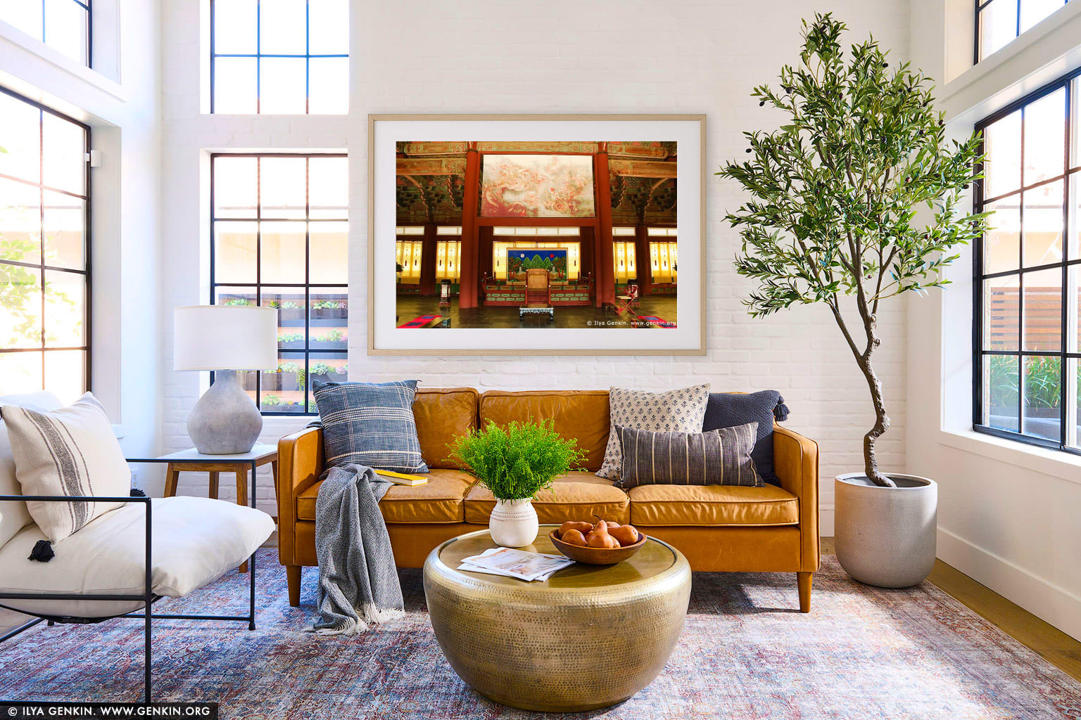 The Throne at Sajeongjeon Hall at Gyeongbokgung Palace in Seoul, South Korea wall art in a modern living room interior