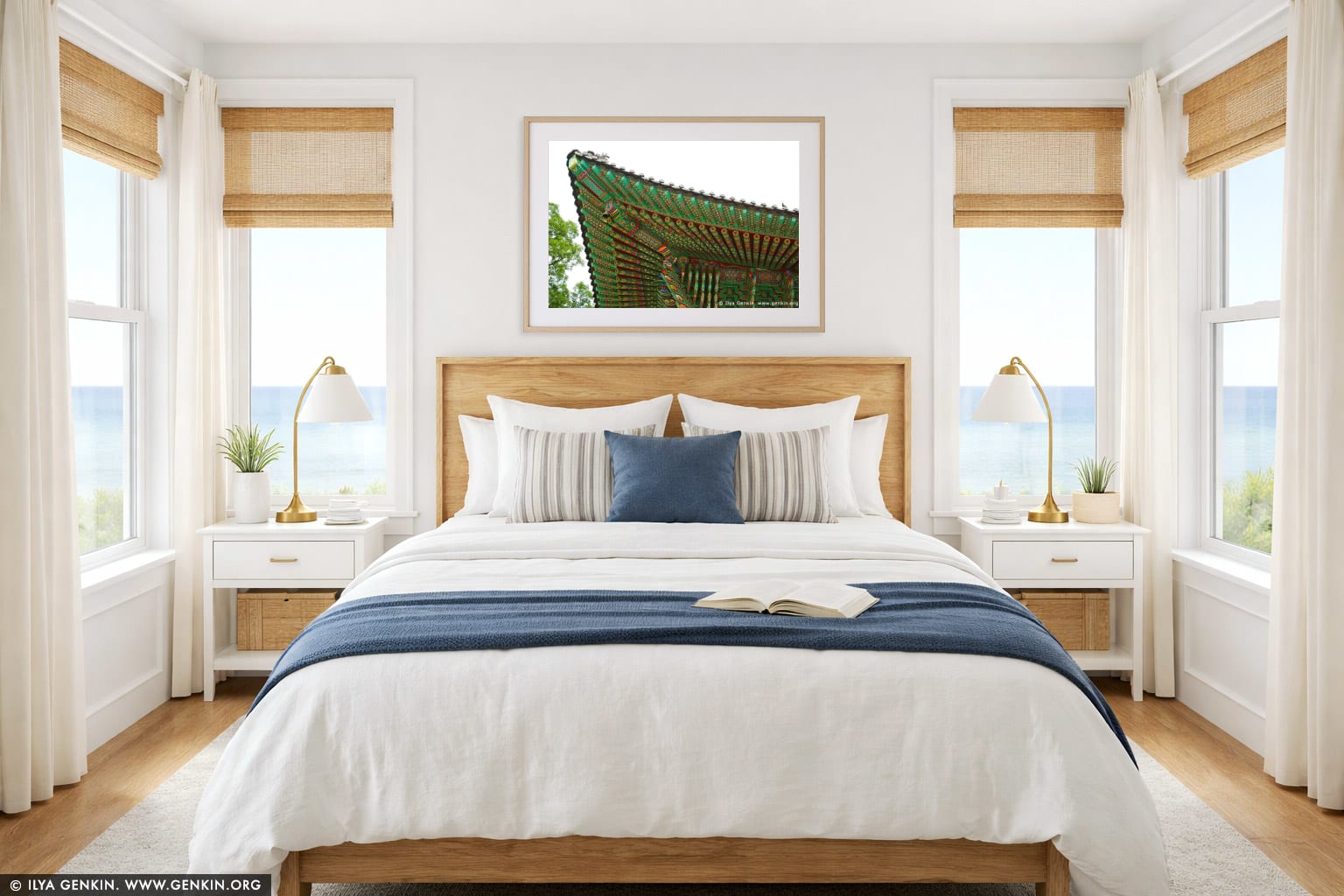 Roof Decoration at Jogyesa Temple in Seoul, South Korea wall art in a bedroom interior