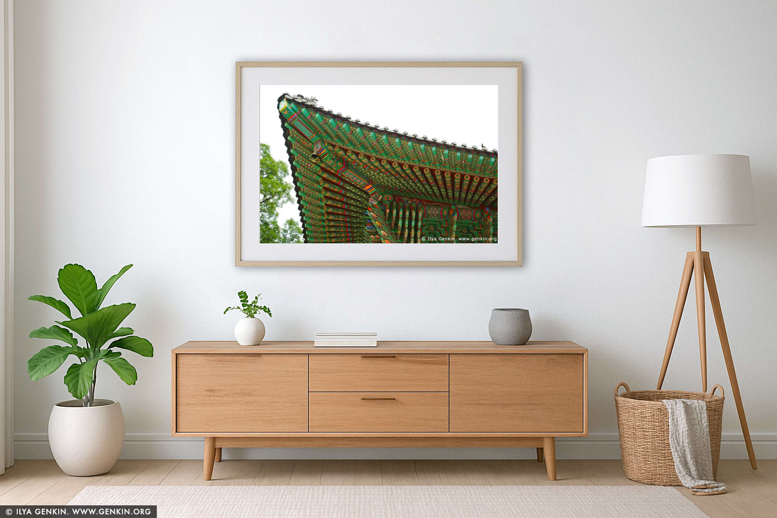Roof Decoration at Jogyesa Temple in Seoul, South Korea wall art in a luxury living room interior