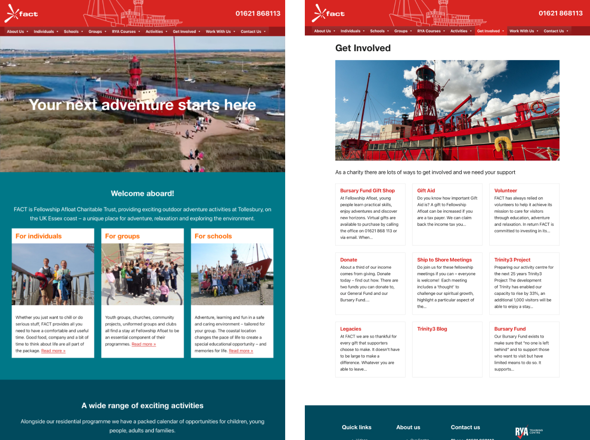 The finished Wordpress website