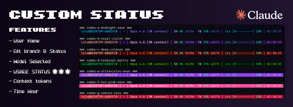 GitHub - lololopez200123/claude-code-statusline: Native Claude Code ...