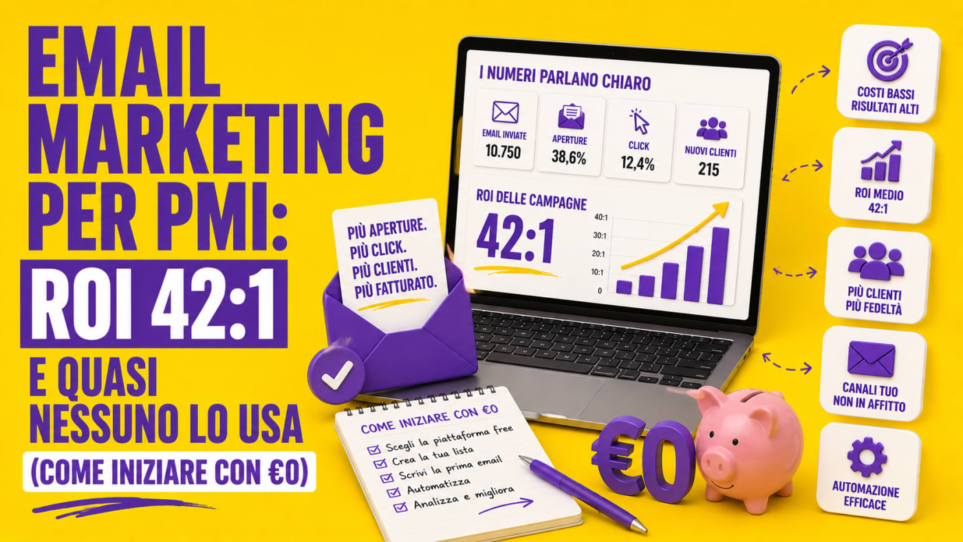 Email marketing per PMI: ROI 42:1 e quasi nessuno lo usa (come iniziare con €0)
