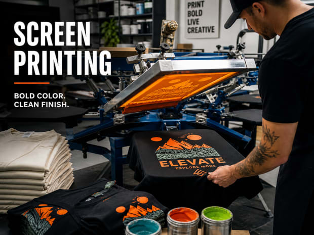 Screen printing press production image.