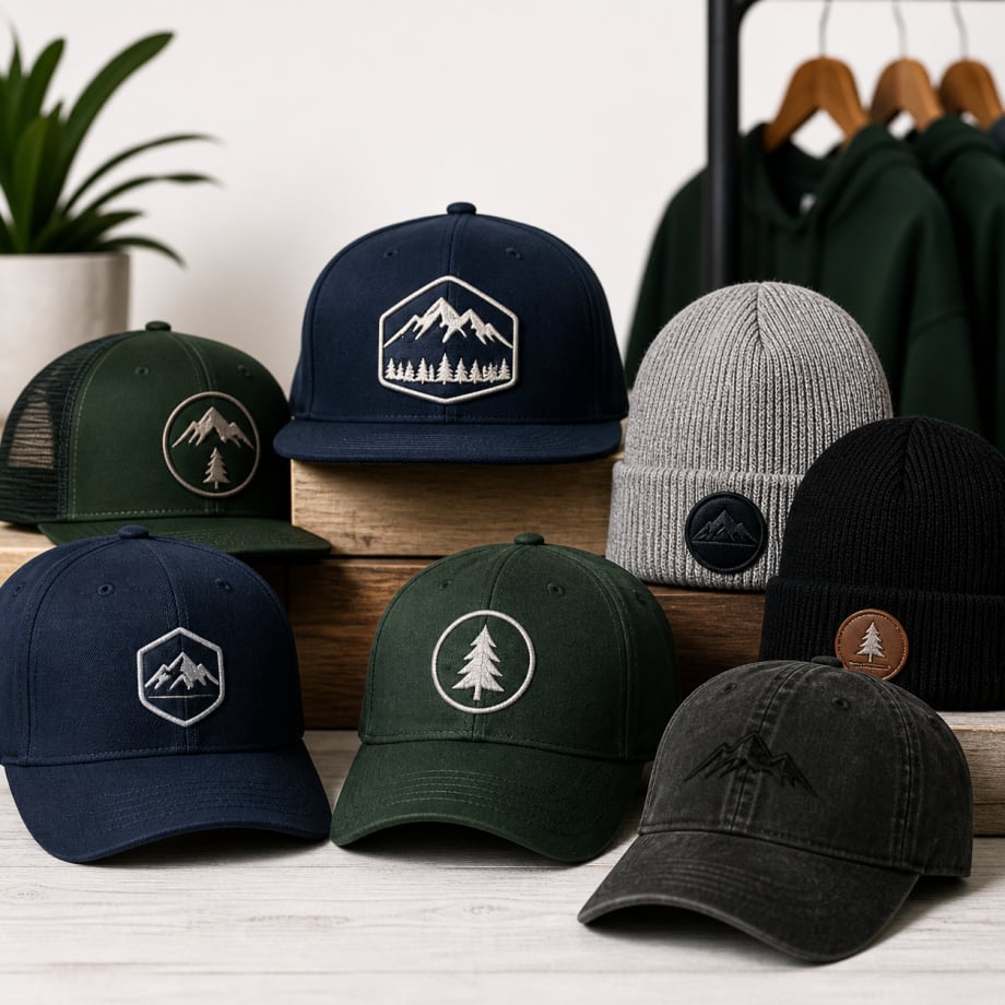 Hat product mockup lineup.