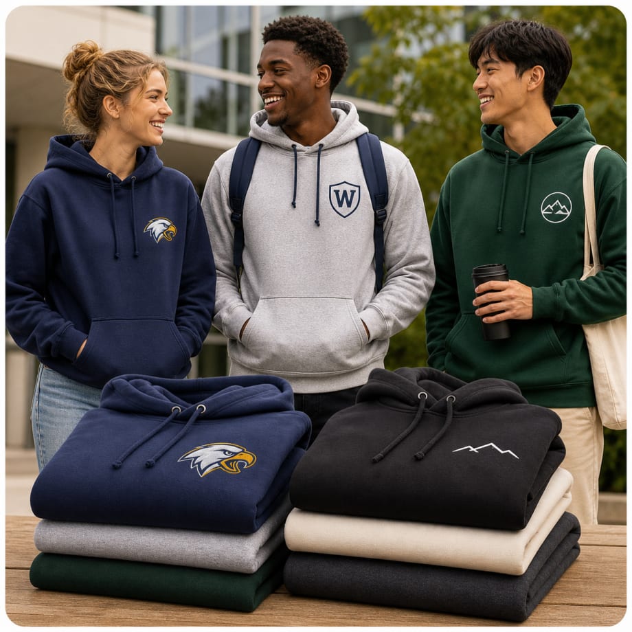 Hoodie apparel mockup lineup.