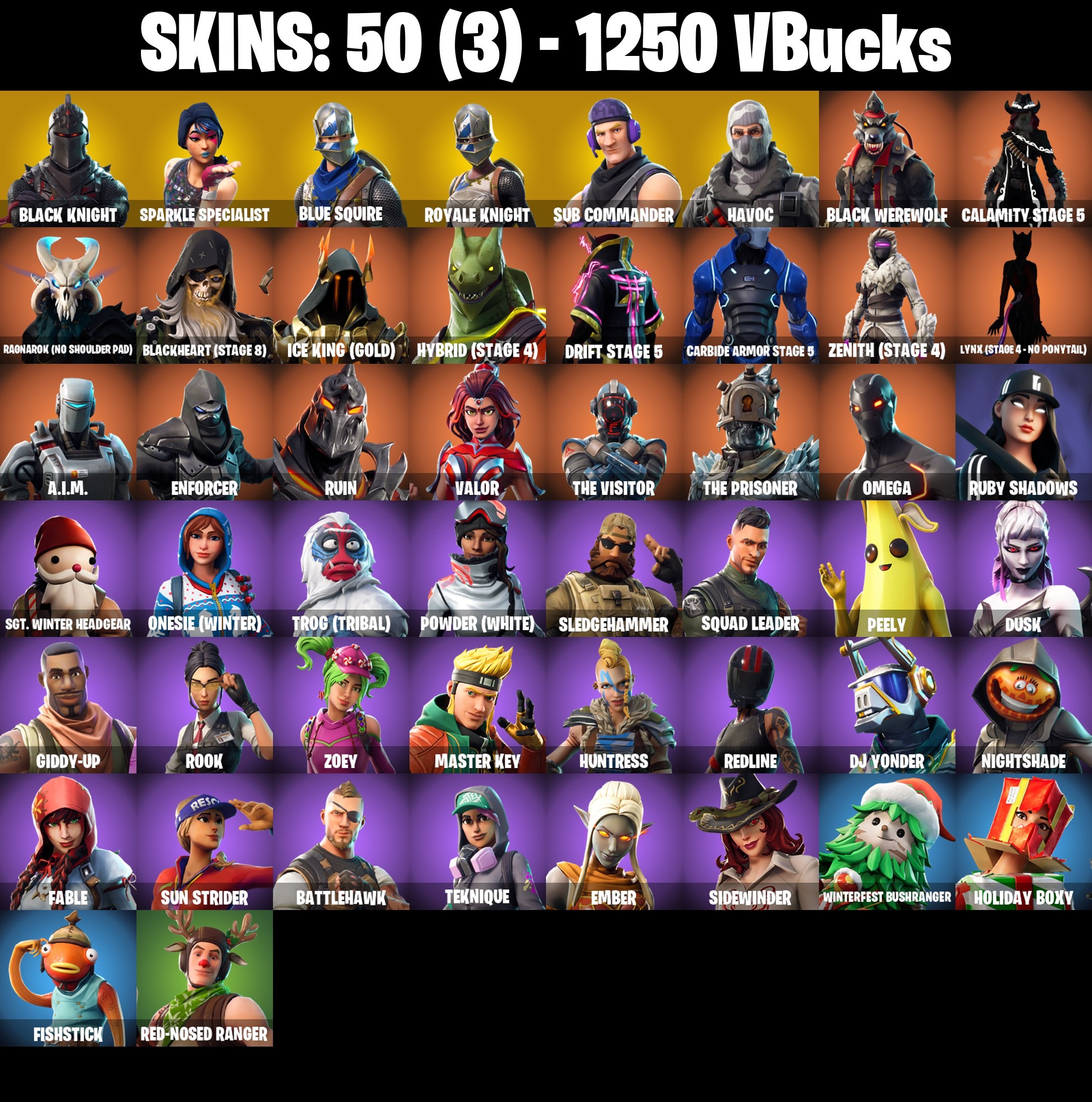 Fortnite Account ( PLAYSTATION / XBOX / PC / MOBILE / NINTENDO ) Black Knight, Floss (50 Skins)