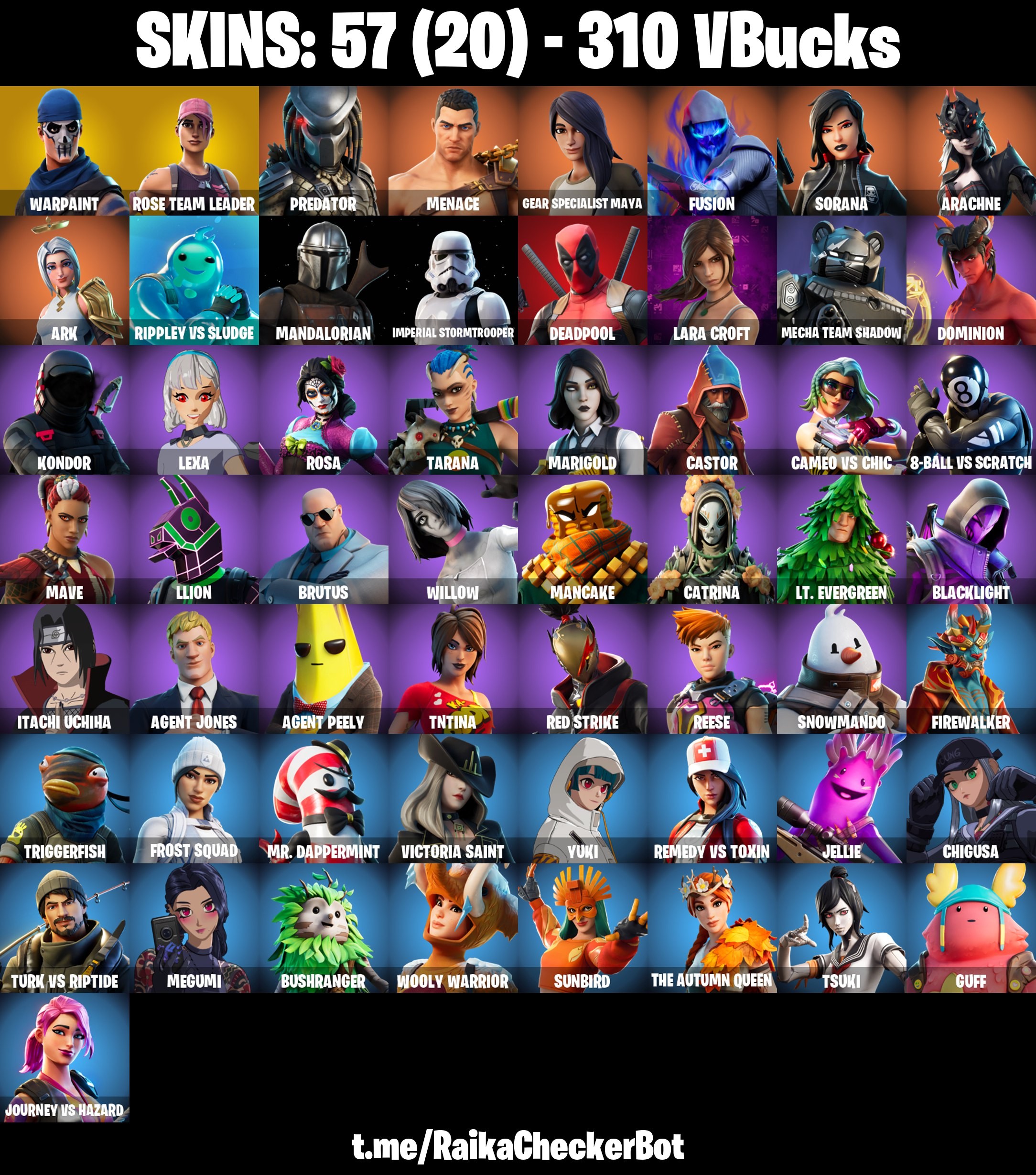 Fortnite Account ( PLAYSTATION / XBOX / PC / MOBILE / NINTENDO ) OG STW, Lara Croft, Ark, Deadpool (57 Skins)
