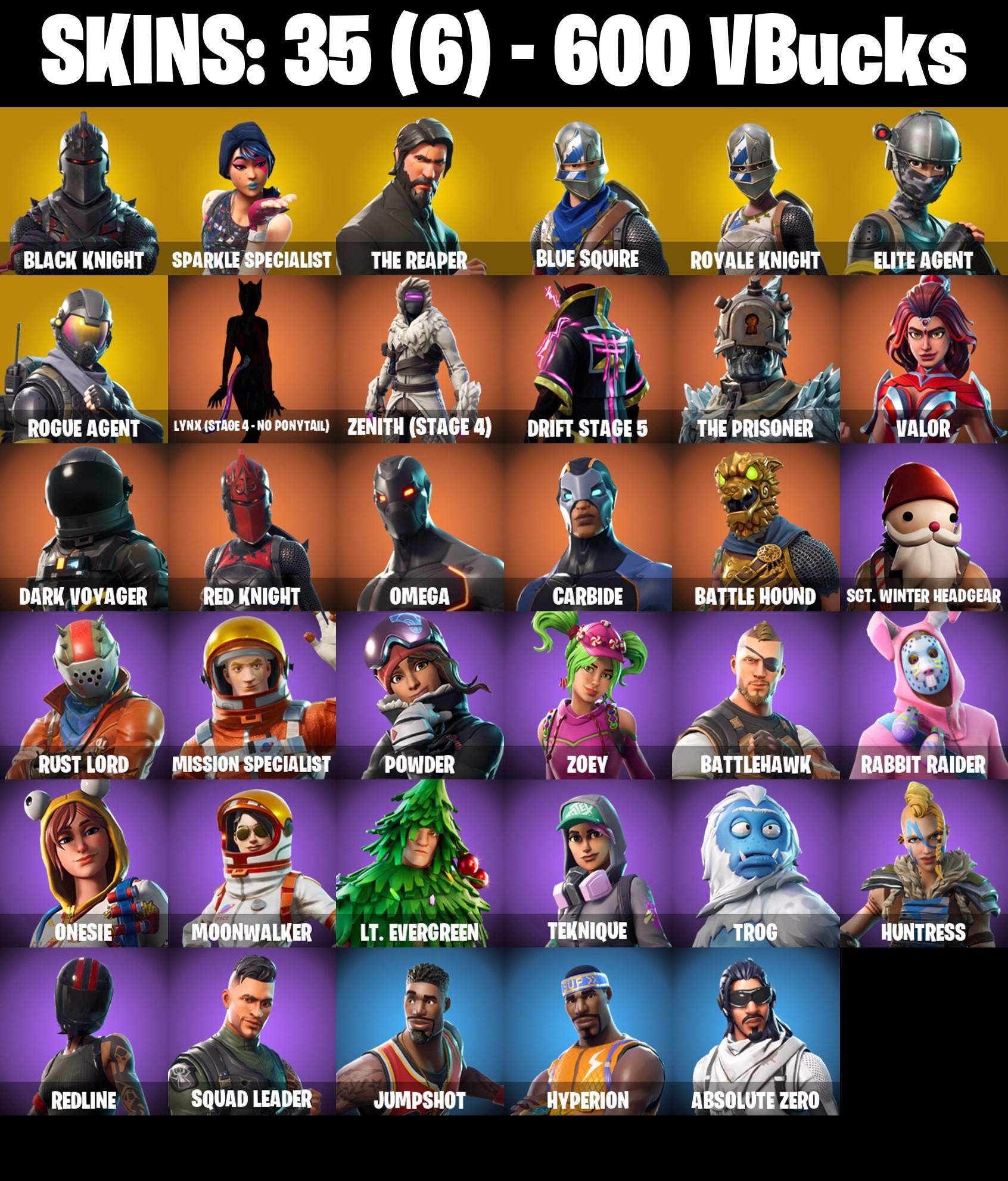 Fortnite Account ( PLAYSTATION / XBOX / PC / MOBILE / NINTENDO ) Black Knight, The Reaper, Floss (35 Skins)