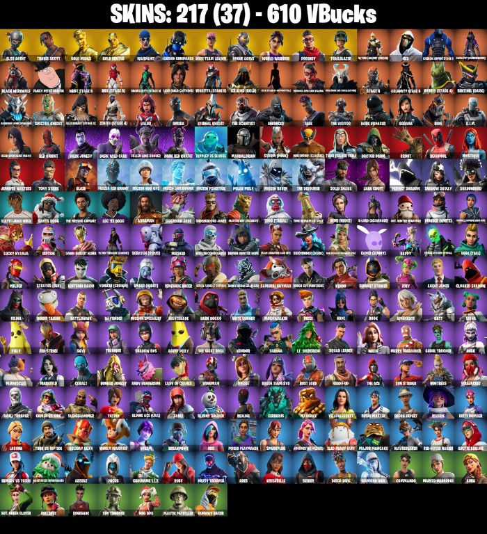 Fortnite Account ( PLAYSTATION / XBOX / PC / MOBILE / NINTENDO ) Travis Scott, Merry Mint Axe, Elite Agent (217 Skins)