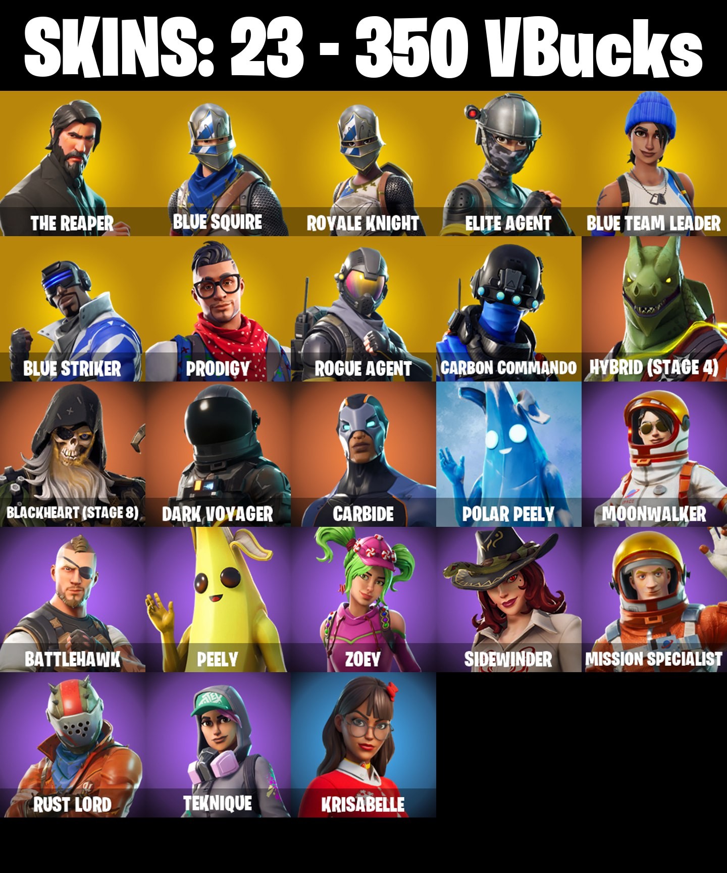 Fortnite Account ( PLAYSTATION / XBOX / PC / MOBILE / NINTENDO ) The Reaper, Blue Squire (23 Skins)