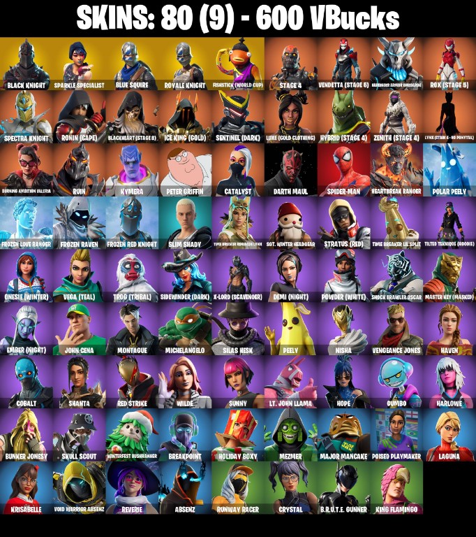 Fortnite Account ( PLAYSTATION / XBOX / PC / MOBILE / NINTENDO ) Black Knight, The Reaper, Mako, Fishstick WLRD, Floss (80 Skins)