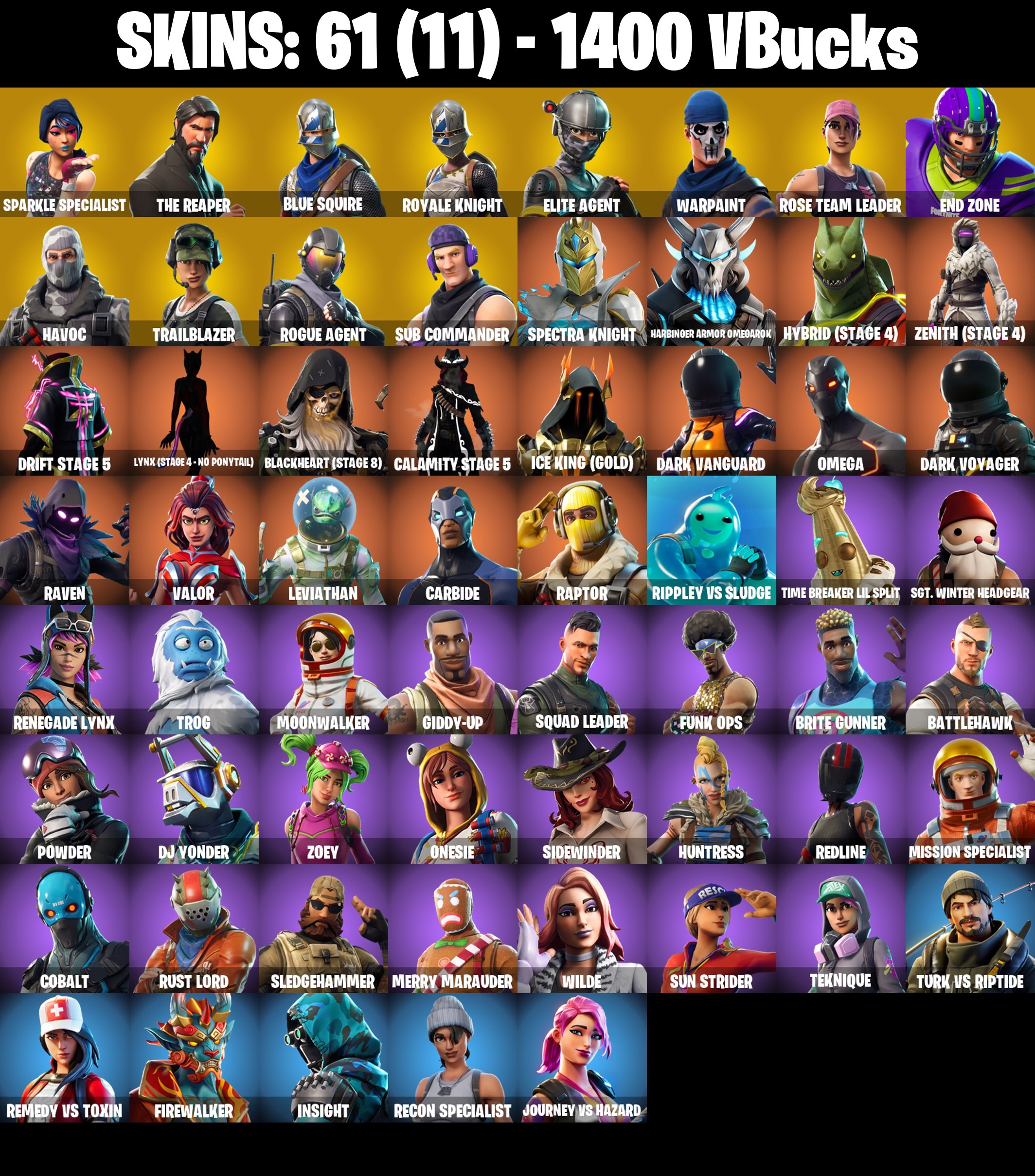 Fortnite Account ( PLAYSTATION / XBOX / PC / MOBILE / NINTENDO ) Sparkle Specialist, AC/DC, The Reaper, OG STW, Floss (61 Skins)