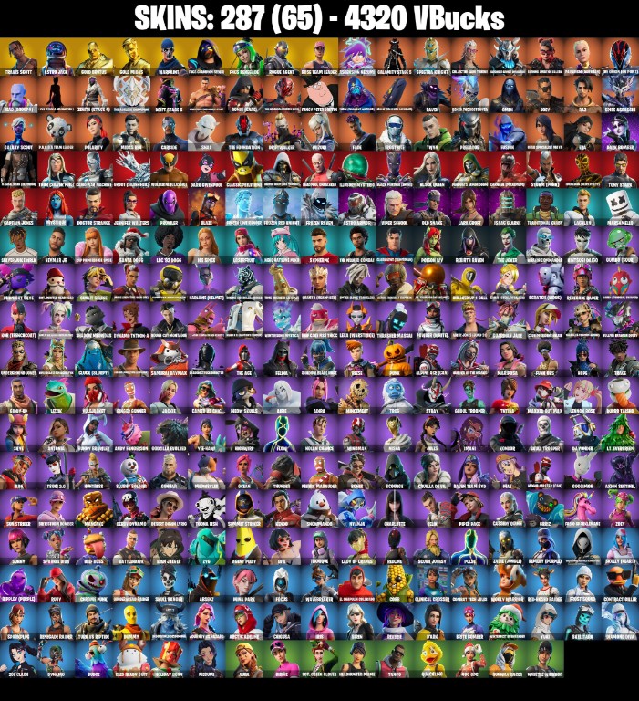 Fortnite Account ( PLAYSTATION / XBOX / PC / MOBILE / NINTENDO ) Travis Scott, Leviathan Axe, OG STW, 4320 V-Bucks (287 Skins)