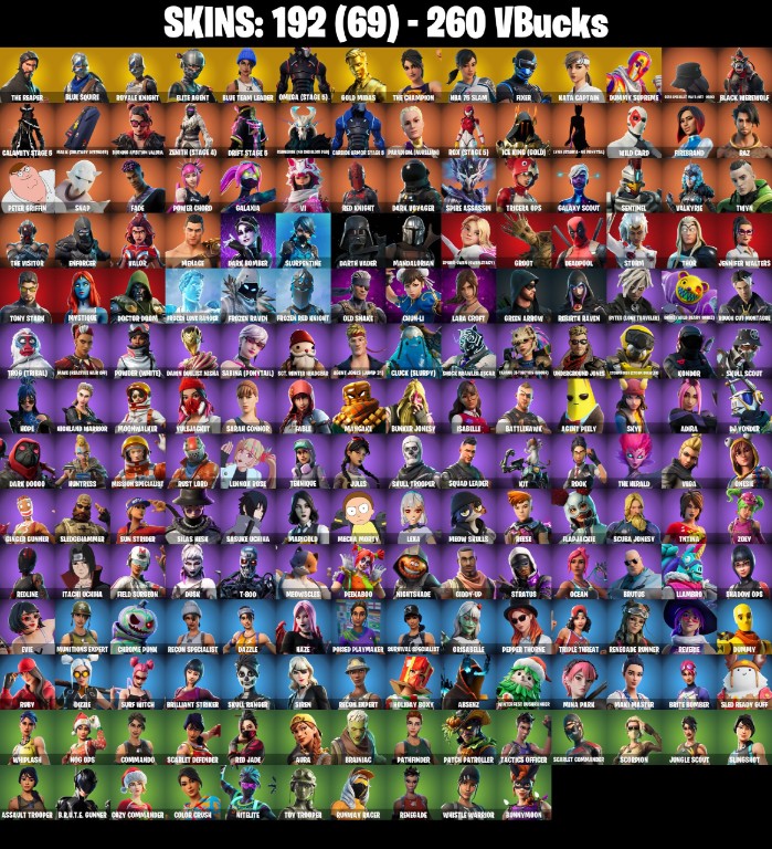 Fortnite Account ( PLAYSTATION / XBOX / PC / MOBILE / NINTENDO ) The Reaper, Floss, Royale Knight (192 Skins)