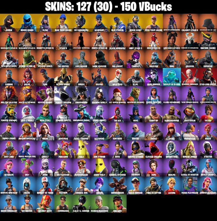 Fortnite Account ( PLAYSTATION / XBOX / PC / MOBILE / NINTENDO ) IKONIK, HONOR GUARD, GLOW, OG STW (127 Skins)