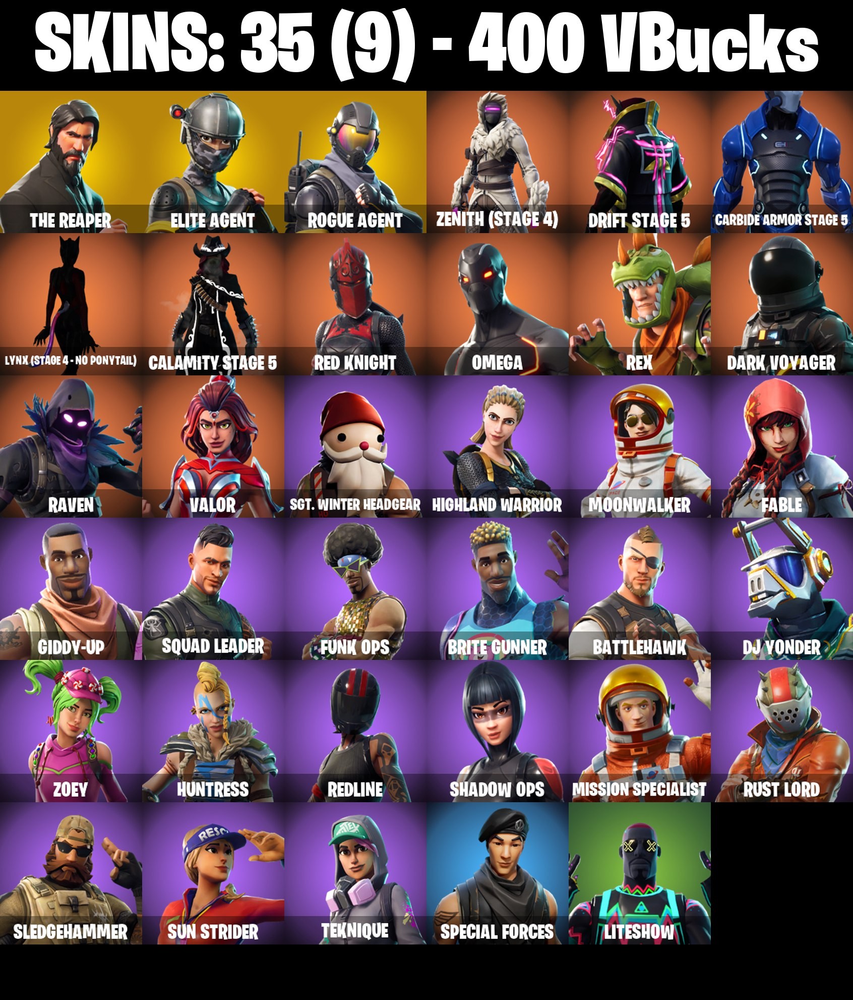 Fortnite Account ( PLAYSTATION / XBOX / PC / MOBILE / NINTENDO ) The Reaper (35 Skins)