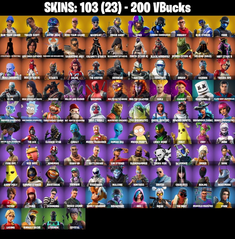 Fortnite Account ( PLAYSTATION / XBOX / PC / MOBILE / NINTENDO ) Travis Scott, OG STW (103 Skins)
