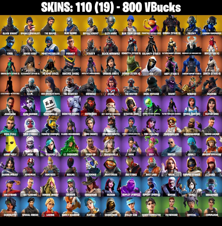 Fortnite Account ( PLAYSTATION / XBOX / PC / MOBILE / NINTENDO ) Black Knight, The Reaper, Floss (110 Skins)
