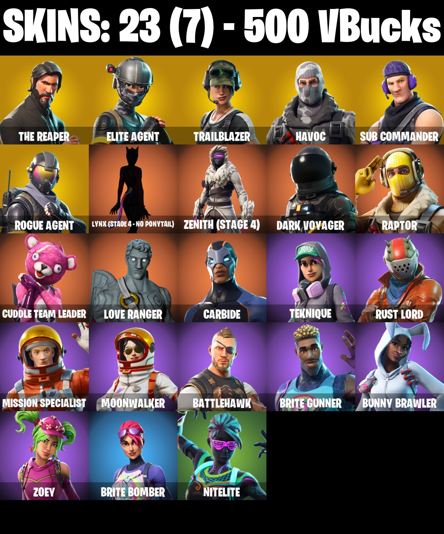 Fortnite Account ( PLAYSTATION / XBOX / PC / MOBILE / NINTENDO ) The Reaper (23 Skins)