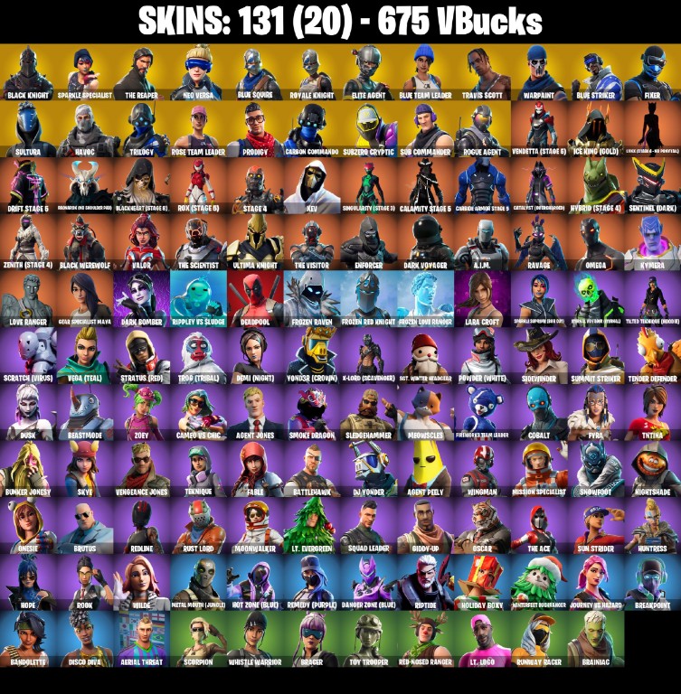 Fortnite Account ( PLAYSTATION / XBOX / PC / MOBILE / NINTENDO ) Black Knight, Travis Scott, The Reaper, OG STW (131 Skins)