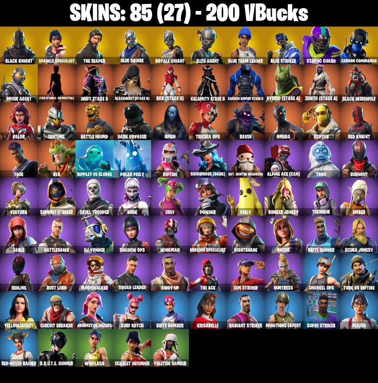 Fortnite Account ( PLAYSTATION / XBOX / PC / MOBILE / NINTENDO ) Black Knight, The Reaper (85 Skins)