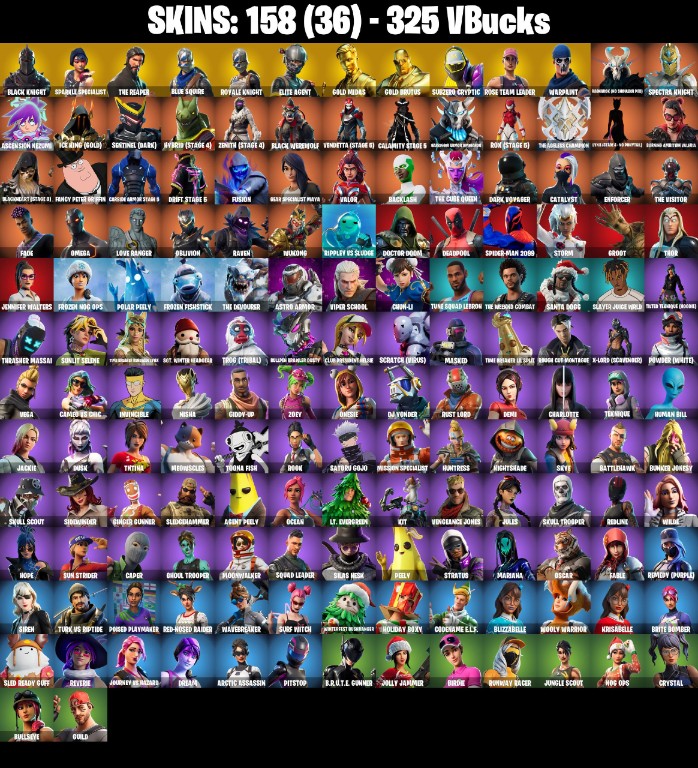 Fortnite Account ( PLAYSTATION / XBOX / PC / MOBILE / NINTENDO ) Black Knight, The Reaper, Candy Axe, Floss (158 Skins)