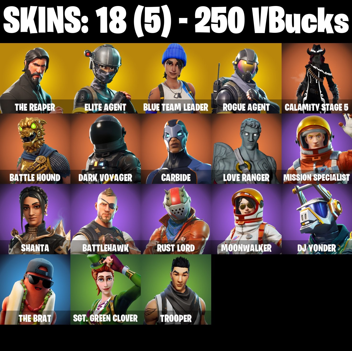 Fortnite Account ( PLAYSTATION / XBOX / PC / MOBILE / NINTENDO ) The Reaper, Mako (18 Skins)