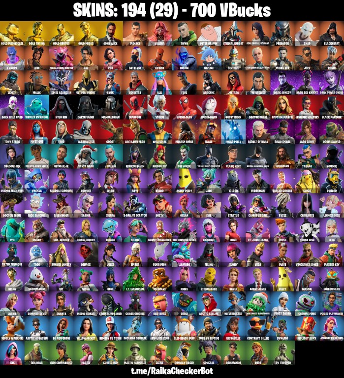 Fortnite Account ( PLAYSTATION / XBOX / PC / MOBILE / NINTENDO ) Leviathan Axe, Candy Axe, Reaper Axe, New STW, Gold Midas, John Wick, Gold Meowscles (194 Skins)