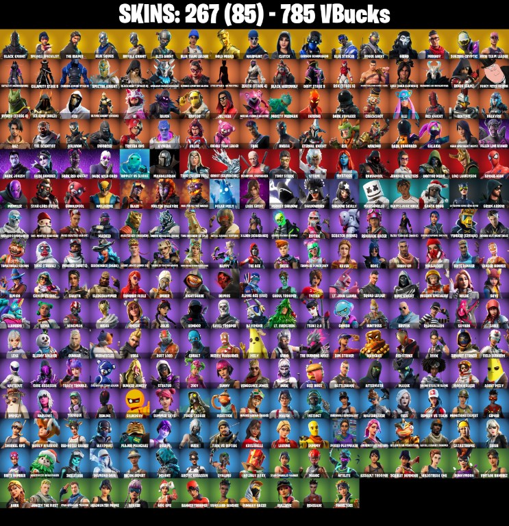 Fortnite Account ( PLAYSTATION / XBOX / PC / MOBILE / NINTENDO ) Black Knight, The Reaper, OG STW, Gold Midas, Candy Axe (267 Skins)