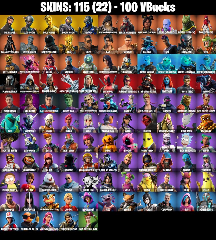 Fortnite Account ( PLAYSTATION / XBOX / PC / MOBILE / NINTENDO ) The Reaper, Mako (115 Skins)