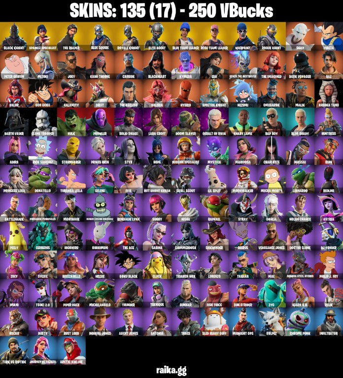 Fortnite Account ( PLAYSTATION / XBOX / PC / MOBILE / NINTENDO ) Black Knight, Sparkle Specialist, Floss, OG STW, Royale Knight, The Reaper (135 Skins)