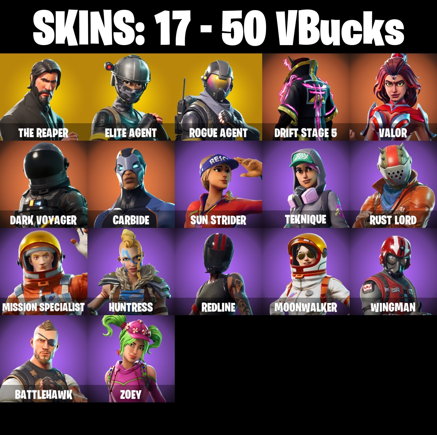 Fortnite Account ( PLAYSTATION / XBOX / PC / MOBILE / NINTENDO ) The Reaper (17 Skins)