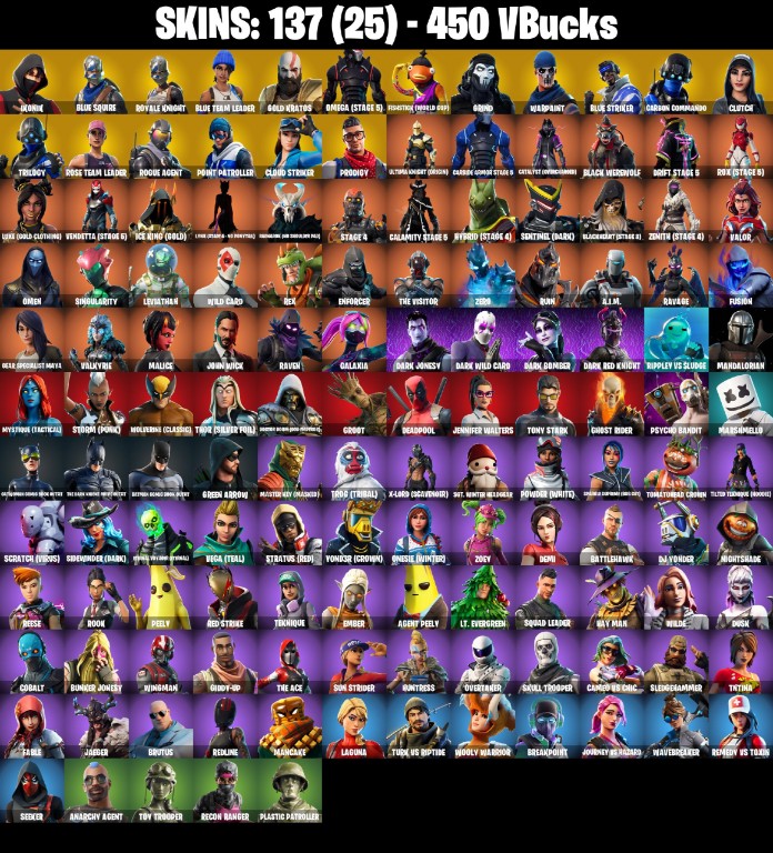 Fortnite Account ( PLAYSTATION / XBOX / PC / MOBILE / NINTENDO ) IKONIK, Leviathan Axe, OG STW, Gold Kratos, Blue Squire (137 Skins)